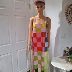 Colorblock Maxi Dress - Pink, Red & Green